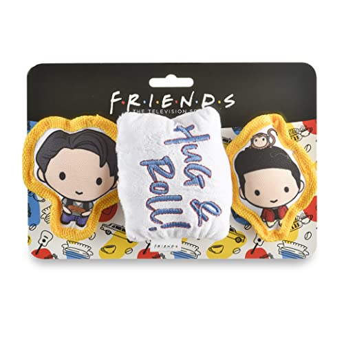 Friends the TV Show WB Friends: V-Day Hug and Roll Quietschspielzeug für Haustiere, 3-teilig, Hundespielzeug, 3-teiliges Plüsch-Quietschspielzeug, Freunde Hug & Roll Spielzeug für Hunde, gefüllte von Friends the TV Show