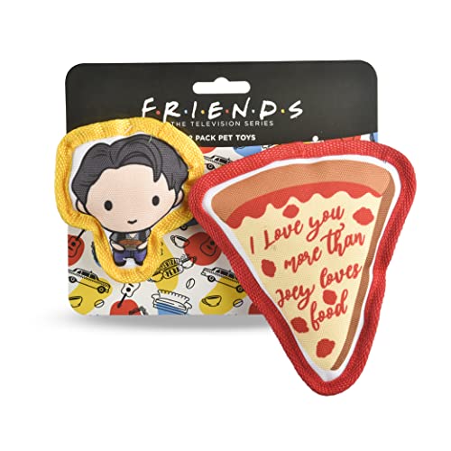 Friends the TV Show WB Friends: V-Day Love Food Quietschspielzeug aus Segeltuch – 2 Stück | Friends Joey & Pizza Hundespielzeug 2 Stück Leinwand Quietscher | Freunde Better Together Spielzeug für von Friends the TV Show