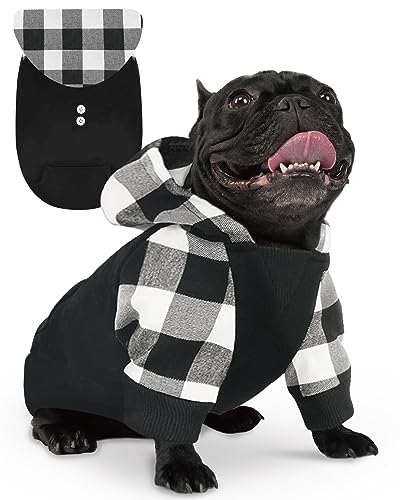 Frienperro Kleine Hundekleidung, 100 % Baumwolle, Büffelkariert, Hunde-Kapuzenpullover für Hund, Mädchen, Jungen, Chihuahua, Welpen, Hundekleidung, Frenchie, Haustier-Winterkleidung, Sweatshirt, von Frienperro