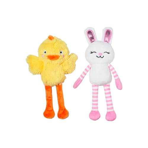 Fringe Studio 312064 Hundespielzeug, Plüsch, 2-teiliges Set, Hoppy Go CLUCKY, Petshop Collection von Fringe