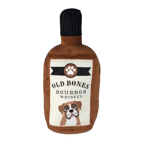 Fringe Studio 314454 Plüsch-Hundespielzeug, Old Bones Whiskey, Pet Shop Collection von Fringe