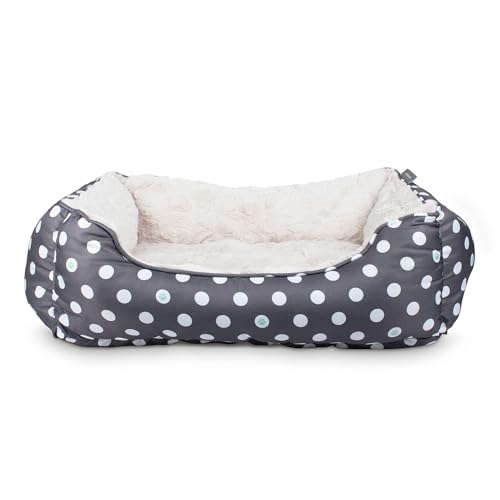 Fringe Studio Dot Paw Kuschelbett, rechteckig, mittelgroß, 63,5 x 53,3 cm, Poly-Füllung mit Kunstfell-Innenseite, maschinenwaschbar von Fringe