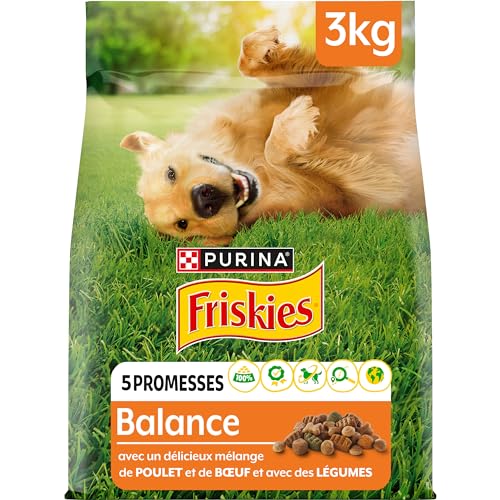 FRISKIES Balance Trockenfutter für ausgewachsene Hunde mit Huhn, Rindfleisch und Gemüse, 3 kg von Friskies