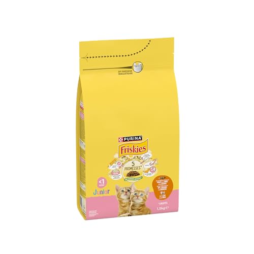 FRISKIES Junior mit Huhn, Truthahn, Milch und Gemüse – 1,5 kg – Trockenfutter für Kätzchen von Friskies