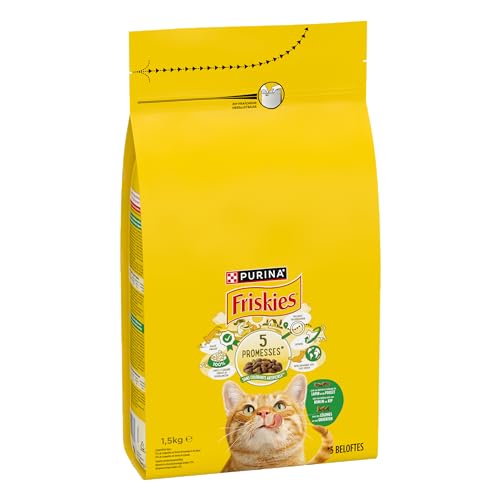 FRISKIES Mit Kaninchen, Huhn und Gemüse – 1,5 kg – Trockenfutter für ausgewachsene Katzen von Friskies