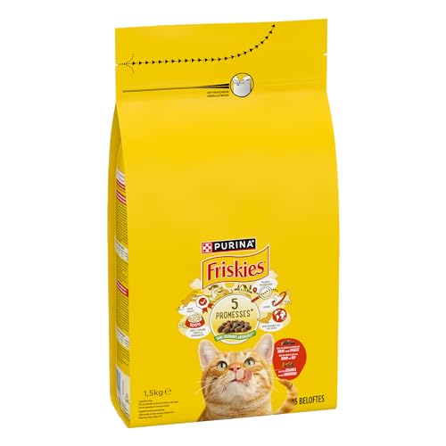 FRISKIES Mit Rind, Huhn und Gemüse – 1,5 kg – Trockenfutter für ausgewachsene Katzen von Friskies