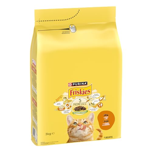 FRISKIES mit Huhn und Truthahn – 3 kg – Trockenfutter für ausgewachsene Katzen von Friskies