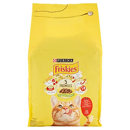 Friskies Erwachsene Kroketten für die Katze, mit Rindfleisch, Huhn und Gemüse, 4 kg von Friskies