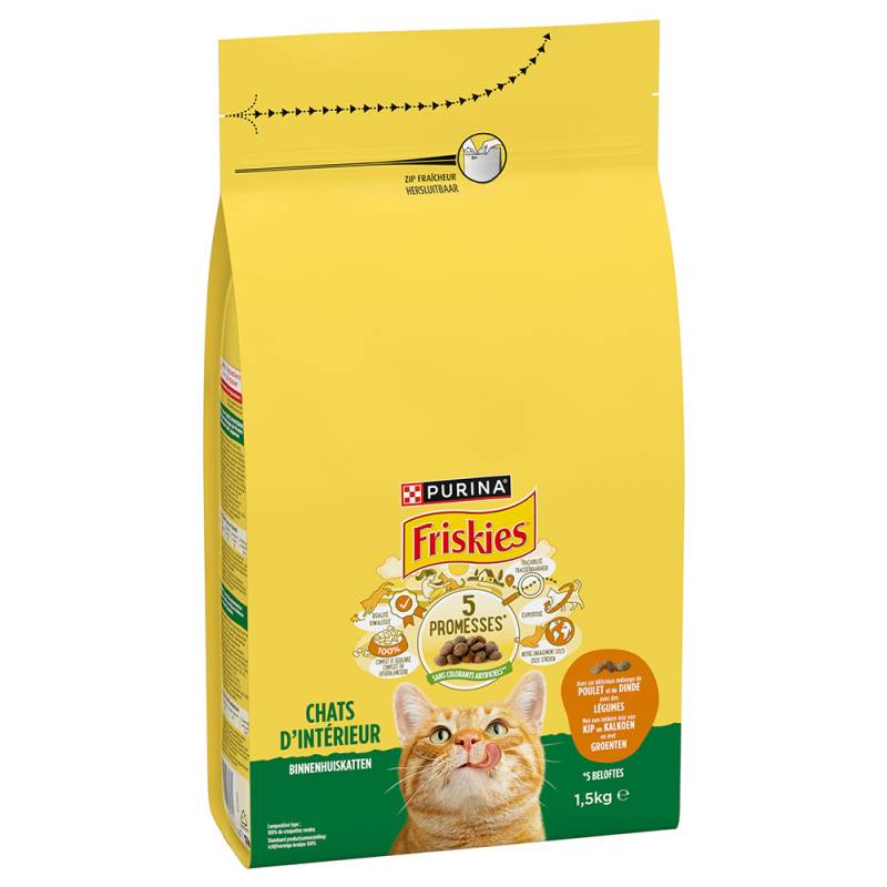 PURINA FRISKIES Indoor Katze mit Huhn, Truthahn und Gemüse - 1,5 kg von Friskies