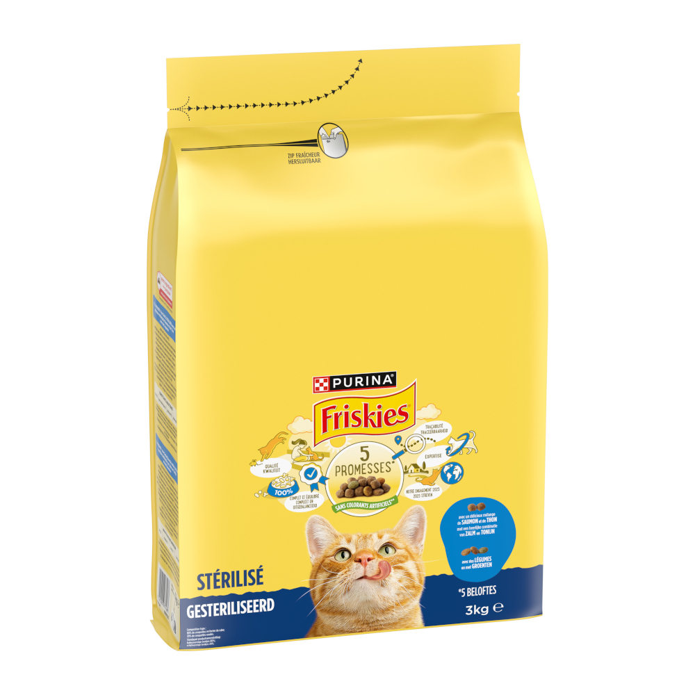 PURINA Friskies Sterilized Katze mit Lachs, Thunfisch und Gemüse - 3 kg von Friskies