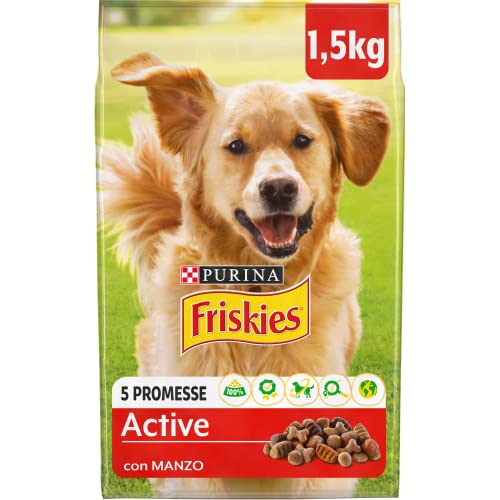 PURINA FRISKIES 5 Versprechen Trockenfutter für Erwachsene Hunde mit Rind, 6 Beutel à 1,5 kg von Friskies