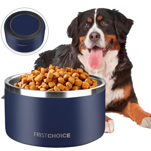 FristChoice Edelstahl-Hundenapf mit rutschfester Gummi-Unterseite, isolierter Wassernapf für große Hunde, robuster Metallnapf für kalte Haustiere, rostfrei, spülmaschinenfest (5,7 l, Marineblau) von FristChoice