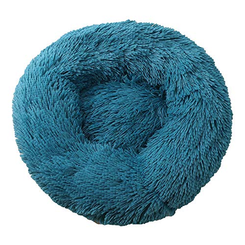 Frmarche Hundekissen, Katzenkissen, rund, Hund, Plüsch, extra weich, bequem, Haustierbett, Kissen für Katzen und kleine Hunde, 60 cm (blau) von Frmarche