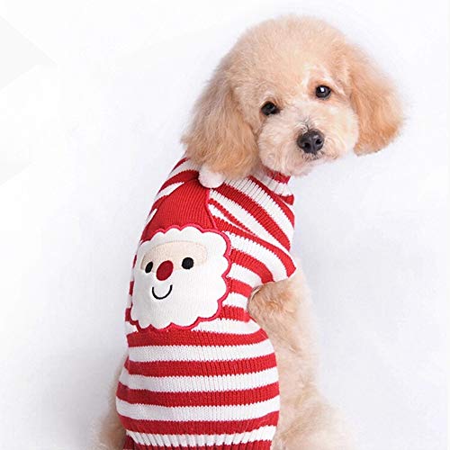 Frmarche Hundemantel Pullover Herbst Winter Warm Hund Kleidung Roter Streifen Weihnachtsmann Weihnachten Jacke (S) von Frmarche