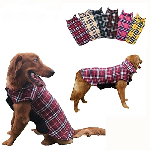 Frmarche Hundemantel Reversibel Herbst Winter Warm Hund Wasserdicht Plaid Kleidung Weihnachten Jacke (L, Rot) von Frmarche