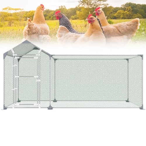 Froadp Hühnerkäfig 3x1x1,5 m Hühnerstall Freilaufgehege mit Verzinktem Stahlrahmen und Sonnenschutz Dach Chicken Run Hühnergehege Kleintierstall Hühnerauslauf Geflügelkäfige für Geflügel Kaninchen von Froadp