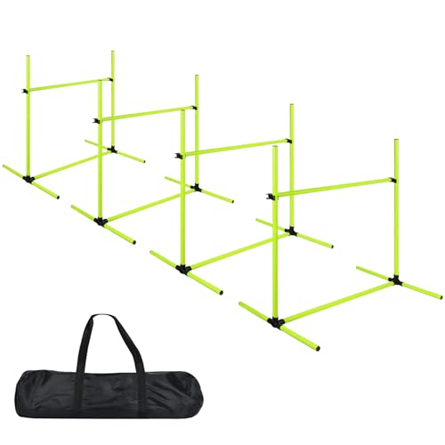 Froadp Agility Set 4X Hürden für Hunde Hürdenset Slalom Stangen Höhenverstellbar Agility Ausrüstung Trainingsstangen Trainingsset für Hundetraining, 104x70x101 cm, Grün von Froadp