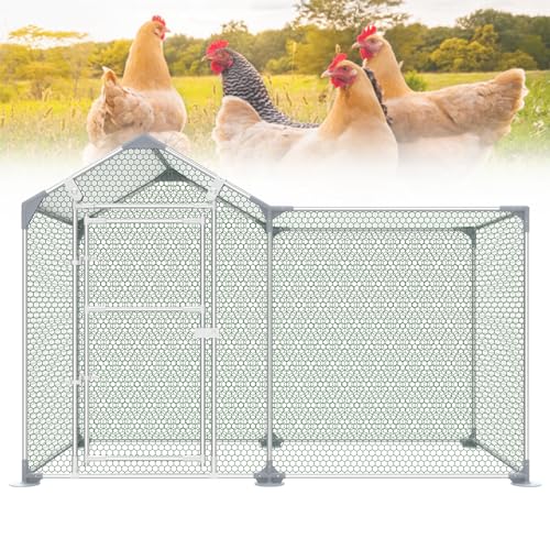 Froadp Hühnerkäfig 2x1x1,5 m Hühnerstall Freilaufgehege mit Verzinktem Stahlrahmen und Sonnenschutz Dach Hühnergehege Chicken Run Kleintierstall Geflügelkäfige Hühnerauslauf für Geflügel Kaninchen von Froadp