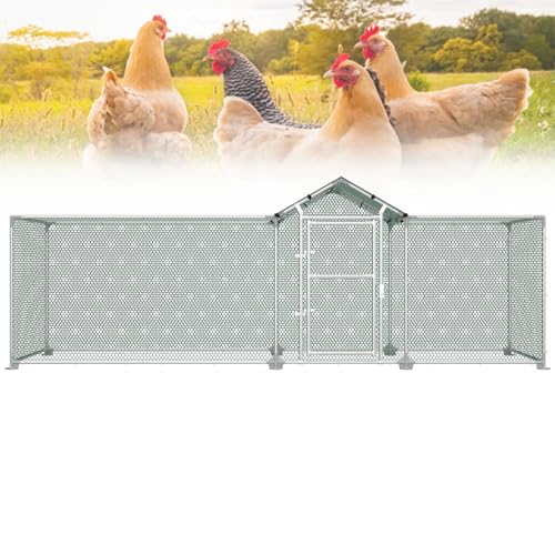 Froadp Hühnerkäfig 4x1x1,5 m Hühnerstall Freilaufgehege mit Verzinktem Stahlrahmen und Sonnenschutz Dach Chicken Run Hühnergehege Kleintierstall Hühnerauslauf Geflügelkäfige für Geflügel Kaninchen von Froadp