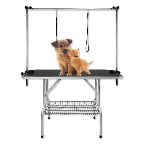 Froadp Hundefrisiertisch, Trimmtisch für Hunde und Katzen Haustiere, Hundefriseur Tisch, Haustierpflegetisch, Badetisch, Faltbar Schertisch mit Ausleger und Schultergurt, bis 100KG Belastbar (Groß) von Froadp