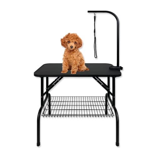 Froadp Hundefrisiertisch, Trimmtisch für Hunde und Katzen Haustiere, Hundefriseur Tisch, Haustierpflegetisch, Badetisch, Faltbar Schertisch mit Ausleger und Schultergurt, bis 60KG Belastbar (Klein) von Froadp