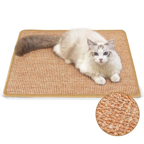 Frogetu 1 Kratzmatte Katze,50x 30cm Sisal Teppich,Katzen Kratzteppich,Natürliche Katzenkratzbretter,Sisalmatte,Sisal Kratzteppich,Kratzbrett Wand,um Katzenkratzern Vorzubeugen von Frogetu