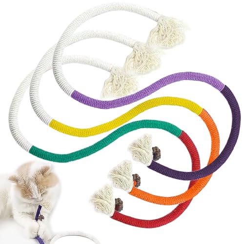 Frogetu Katze Seil Spielzeug,Katzenbeißseil,Katze Kauen Seil mit Silvervine Obst,Katzensticks,Katzen Kausticks,Interaktive Catnip Spielzeug,Katze Baumwollseil Zähne Reinigung (3 Stück) von Frogetu