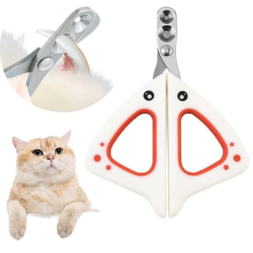 Krallenschere Katzen mit Schutz,Katzenkrallen Schneider,Katzen Nagelschere Profi,Katzen Krallenschneider mit 2mm & 4mm Loch,Cat Nail Clipper für Kleine Hunde,Welpen,Katzen,Katzennagelschneider (Weiß) von Frogetu