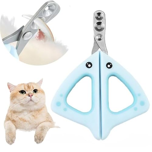 Krallenschere Katzen mit Schutz,Katzenkrallen Schneider,Katzen Nagelschere Profi,Katzen Krallenschneider mit 2mm & 4mm Loch,Cat Nail Clipper für Kleine Hunde,Welpen,Katzen,Katzennagelschneider (Blau) von Frogetu