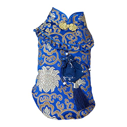 Hunde-Tang-Suit Exquisite Schnalle Stehkragen Neujahr Tang-Style Haustier Hund Cheongsam Haustierbedarf Hundekleid von Frogued