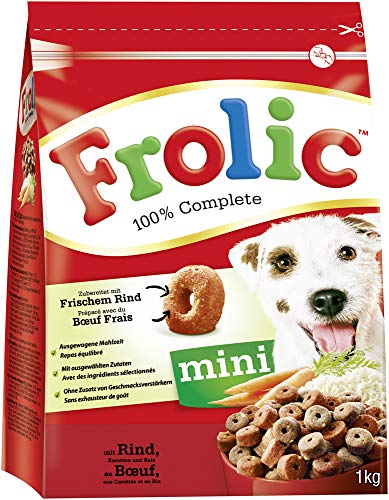 Frolic Hundefutter - Trockenfutter für kleine Hunde mit Rind, Karotten und Reis - Leckere saftige Ringos - Beutel (6 x 1kg) von Frolic
