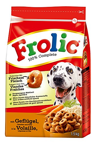 Frolic Hundefutter Trockenfutter mit Geflügel, Gemüse und Reis, 1 Beutel (1 x 1,5kg) von Frolic