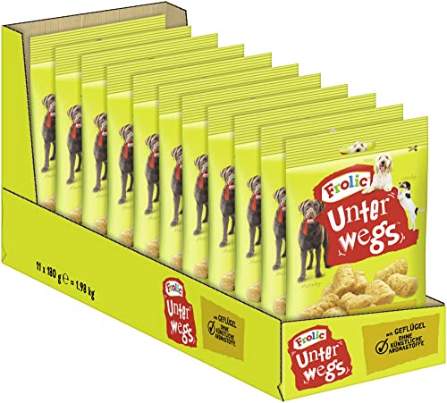 Frolic Hundesnacks Hundeleckerli Unterwegs mit Geflügel, 11 Packungen (11 x 180 g) von Frolic