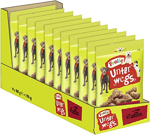 Frolic Hundesnacks Hundeleckerli Unterwegs mit Rind, 11 Packungen (11 x 180 g) von Frolic