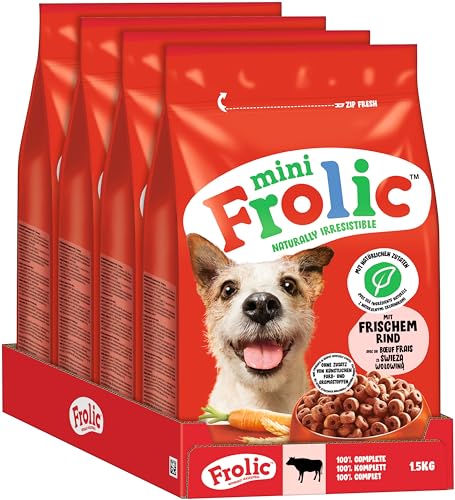 Frolic Mini Hunde Trockenfutter für kleine Hunde mit frischem Rind 4x1,5kg von Frolic