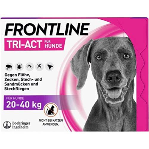 FRONTLINE TRI-ACT Hund L gegen Zecken, Flöhe & Mücken (große Hunde 20 bis 40 kg) - 6X Pipetten für bis zu 6 Monate Schutz - wasserfest - perfekt auf Reisen von FRONTLINE