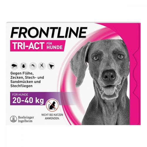 FRONTLINE TRI-ACT Hund L gegen Zecken, Flöhe & Mücken (große Hunde 20 bis 40 kg) - 6X Pipetten für bis zu 6 Monate Schutz - wasserfest - perfekt auf Reisen von FRONTLINE