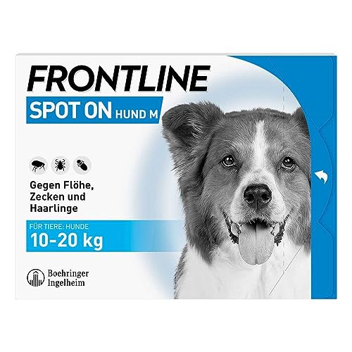 FRONTLINE Spot ON Hund M gegen Zecken, Flöhe & Haarlinge (10 bis 20 kg) - 6X Pipetten für bis zu 6 Monate Schutz - wasserfest von FRONTLINE