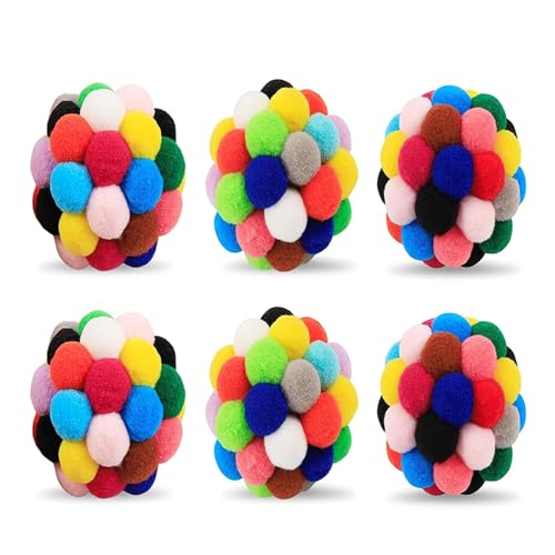 Frotox 6Pcs Bunte Katzen Kauen Spielzeug Ball Sicher Verbessern Stimmung Spielzeug Mit Sound Verbessern Stimmung Geschenk Für Kätzchen Katzen Spielzeug Ball Für Innen von Frotox