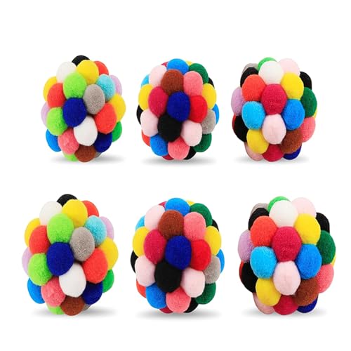 Frotox 6Pcs Bunte Katzen Kauen Spielzeug Ball Sicher Verbessern Stimmung Spielzeug Mit Sound Verbessern Stimmung Geschenk Für Kätzchen Katzen Spielzeug Ball Für Innen von Frotox