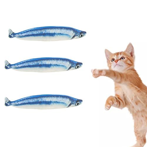 Frsoinor 3Er-Pack Katzenspielzeug Saury Fish, Katzenkauspielzeug, Katzenminzespielzeug für Hauskatzen von Frsoinor
