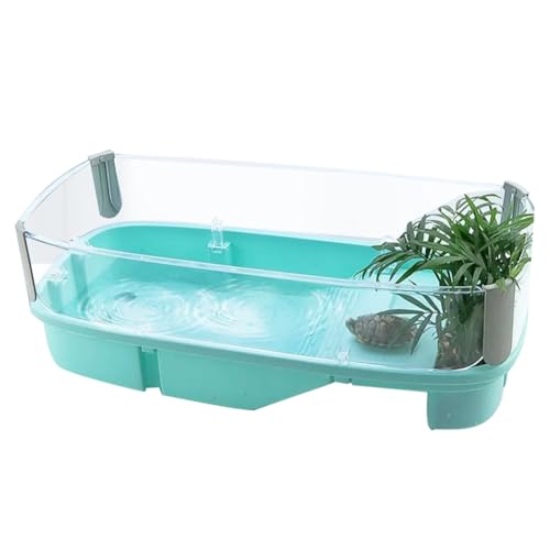 Frsoinor Transparentes Schildkrötenbecken mit Bereichen zum Züchten, Füttern, Schwimmen, Sonnenbaden, Wasserkäfig, Lebensraum für Reptilien, Grüner Typ von Frsoinor