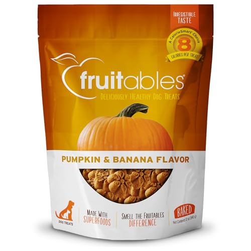 Fruitables Baked Dog Treats, Kürbis-Leckereien für Hunde, Gesunde kalorienarme Leckereien, Frei von Weizen, Mais und Soja, Kürbis- und banane Hunde Leckereien von Fruitables