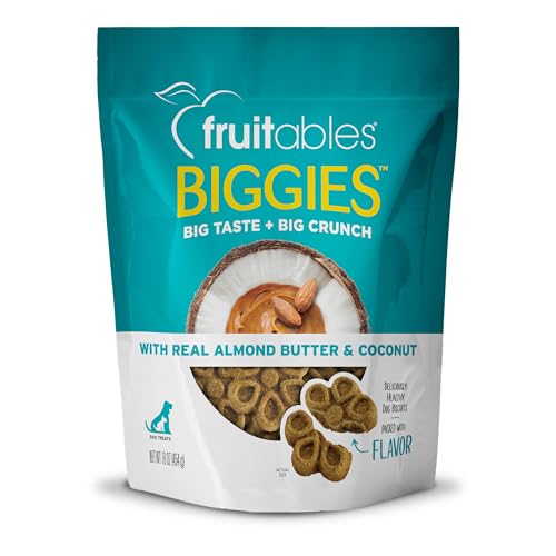 Fruitables Biggies Hundekekse, Knusprige Hundekekse mit Kürbis, Gesunde Hundefestlichkeiten verpackt mit, Frei von Weizen, Mais und Soja, Mandelbutter & Kokosnuss, 1er Pack (1 x 0.45 kilograms) von Fruitables