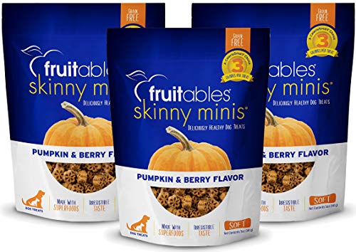 Fruitables Skinny Minis Glutenfreie Kau-Leckerlis für Hunde, Kürbis- und Beerengeschmack, 3 Stück, je 142 ml von Fruitables