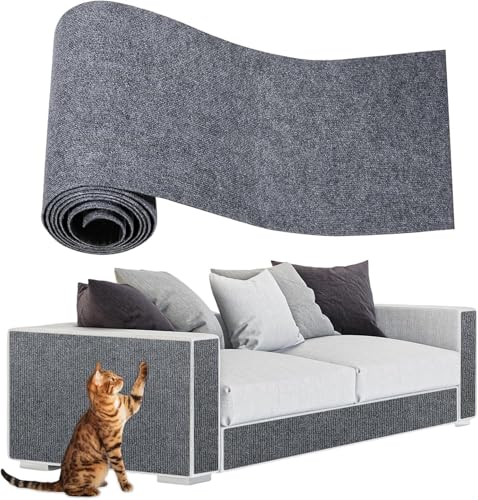 Frundoo Selbstklebend Kratzteppich Katze Wand, DIY Kletternder Kratzbretter Katzen,Kratzmatte Katze, Kratzwand Katzen, Geeignet für Sofas, Wände und Möbel, Kratzschutz(Dunkelgrau, 40cmx200cm) von Frundoo