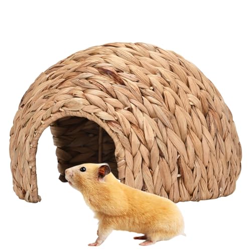 Bunny Grass House, Rabbit House, Natural & Safe Handmade, Comfortable Chinchilla Guinea Pig, Cattail Hideaway for Hamster, Small Pets Rest & Play, 0.98 * 0.98 * 0.71 Inch von Fruusv