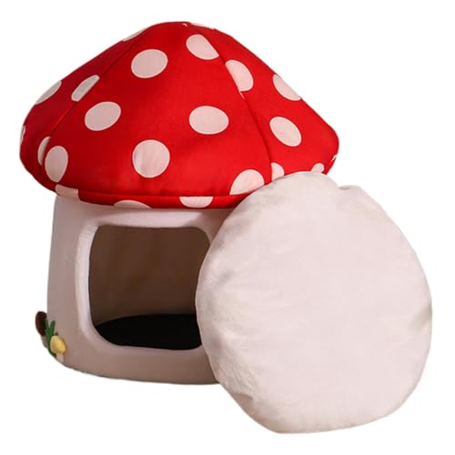 Cat Bed Tent Cave, Mushroom Shape Pet Bed, Cozy Pet Sleeping Cave, Warm Cat Sleeping Tent, Puppy House Pet Bed, Small Pet Cave Bed, Decorative Cat Bed, Washable Pet Cushion Bed for Winter von Fruusv