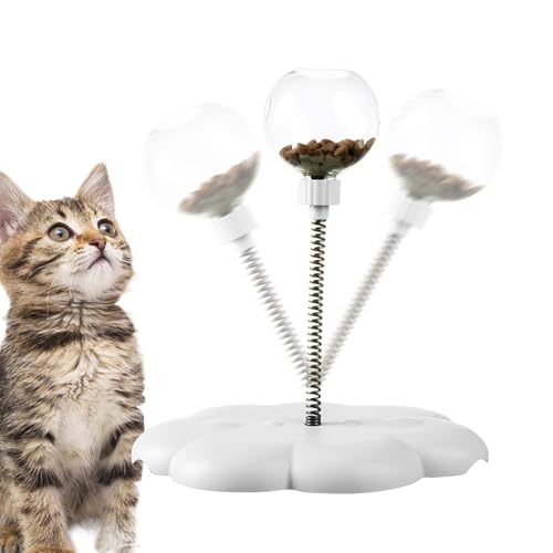 Cat Turntable Toy, Detachable Leaking Ball with Spring Rod, Interactive Food Dispenser, Treat Puzzle, Funny Indoor Cat Feeder, for Play & Mental Stimulation von Fruusv