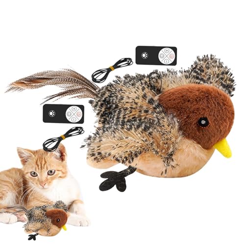 Chirping Cat Toy, Flapping Wings Cat Toy, Interactive Plush Bird Cat Toy, USB Rechargeable Cat Toy, Remote Control Bird Toy, Cat Toy for Indoor Cats, Chirping Bird Cat Toy, Flapping Wings Bird Toy von Fruusv